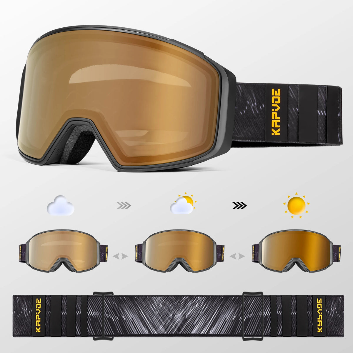 KAPVOE lente de atracción magnética deportes al aire libre gafas de esquí fotocromáticas protección esquí Snowboard correa antideslizante gafas de nieve