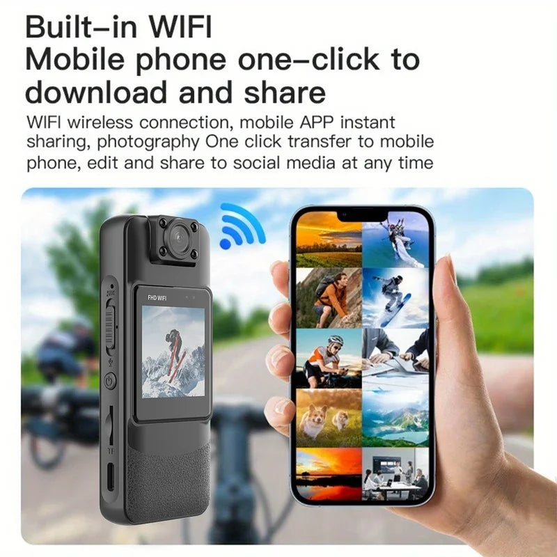 Mini cámara 4K UHD WiFi, grabadora de Audio y vídeo Digital portátil, BodyCam de policía, visión nocturna, deportes, DV, videocámara pequeña para bicicleta