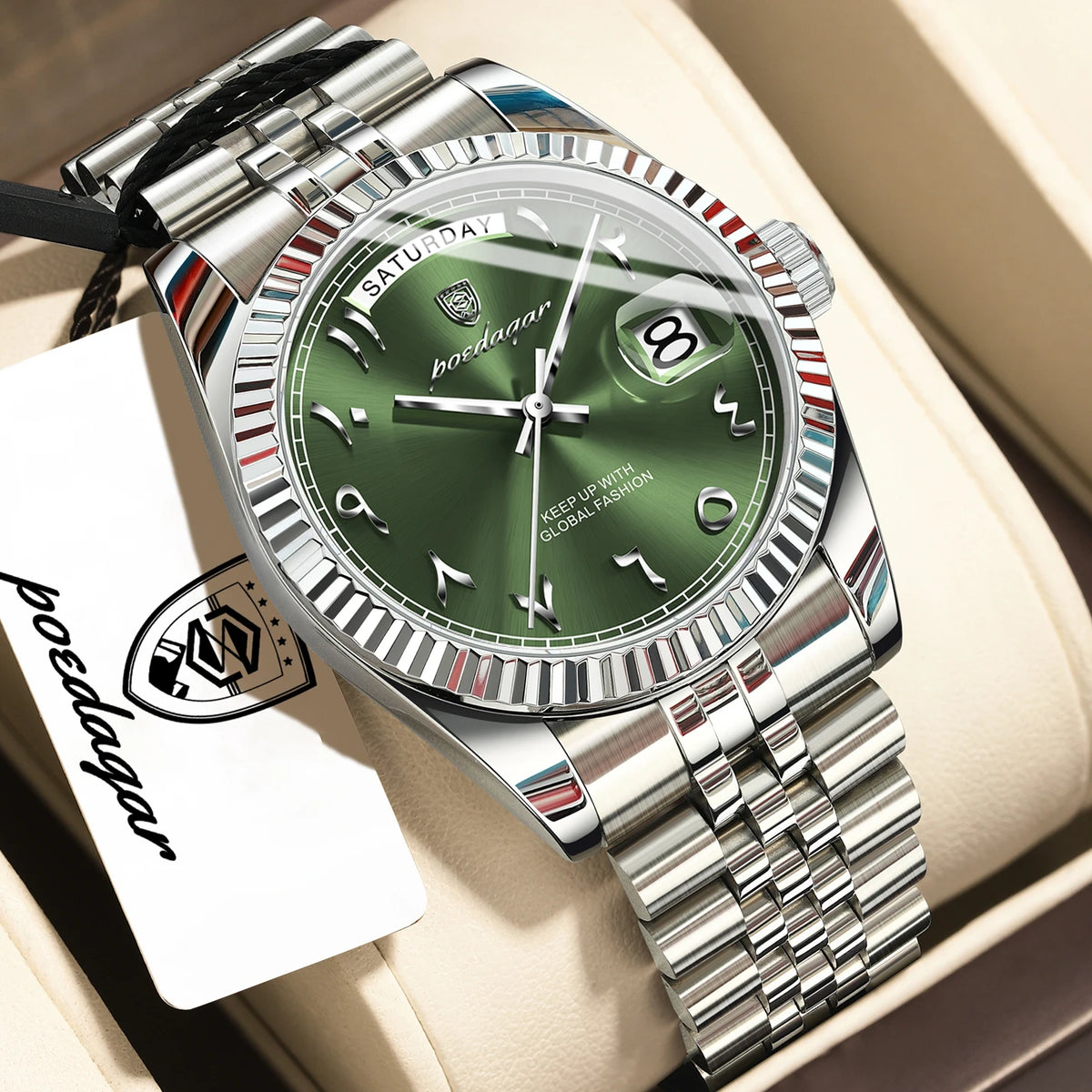 Reloj para hombre POEDAGAR de diseño moderno, de acero inoxidable, resistente al agua, estilo ejecutivo, con fecha, día de la semana, cuarzo, creativo, reloj de pulsera para hombre.