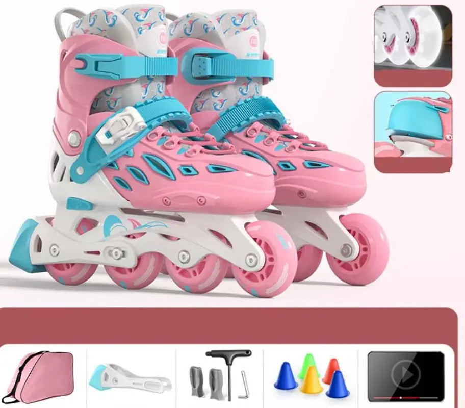 Patines en línea de tamaño ajustable, zapatillas intermitentes para niños y niñas, patines de 4 ruedas para mujeres y hombres, zapatillas de patinaje al aire libre