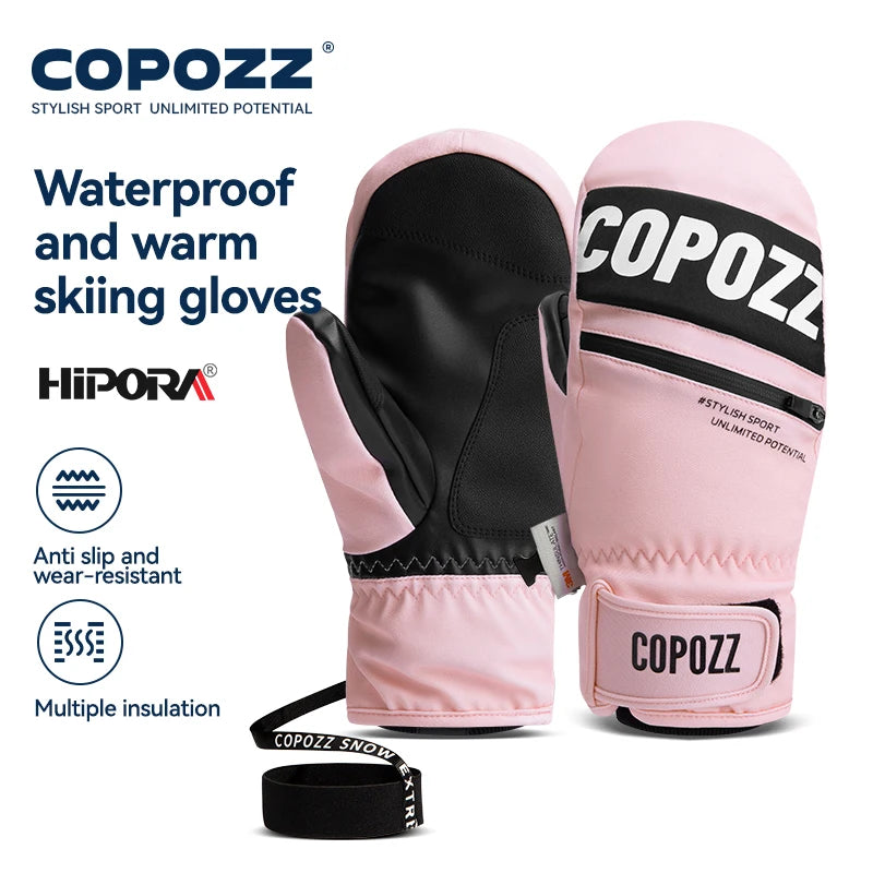 COPOZZ 3M Thinsulate grueso adulto adolescente profesional Snowboard guantes de esquí a prueba de viento invierno cálido guantes térmicos para nieve moto de nieve
