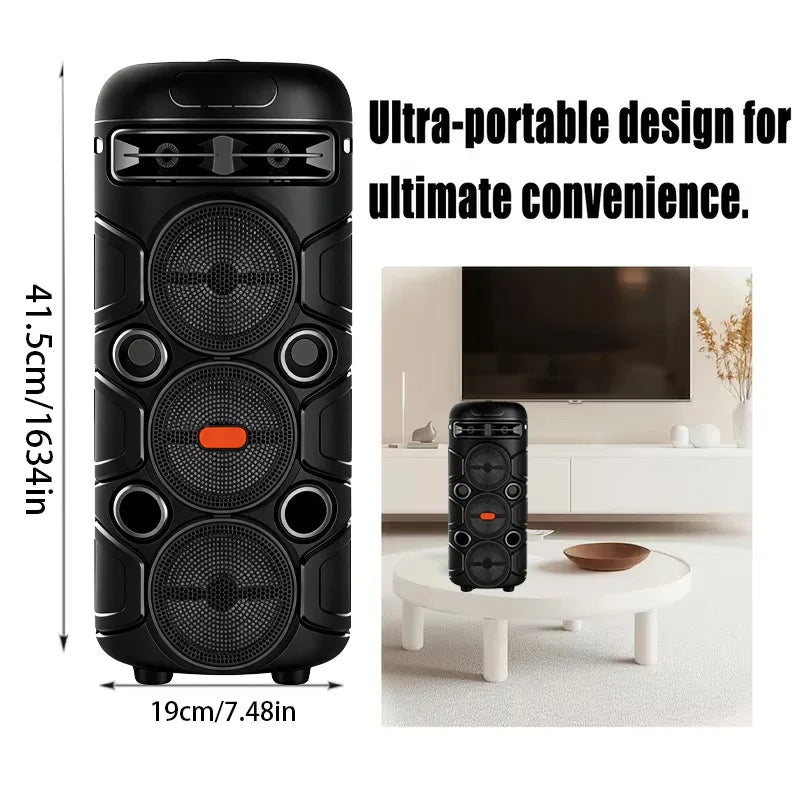 8800W Peak High Power Portable Bluetooth Speaker CBS-3031 Party Box Bluetooth 5.3 RGB LED DJ Lights TWS Wireless Stereo Professional Karaoke Speaker with Microphone Bedroom Home Room Decor Suitable for Outdoor Camping Party