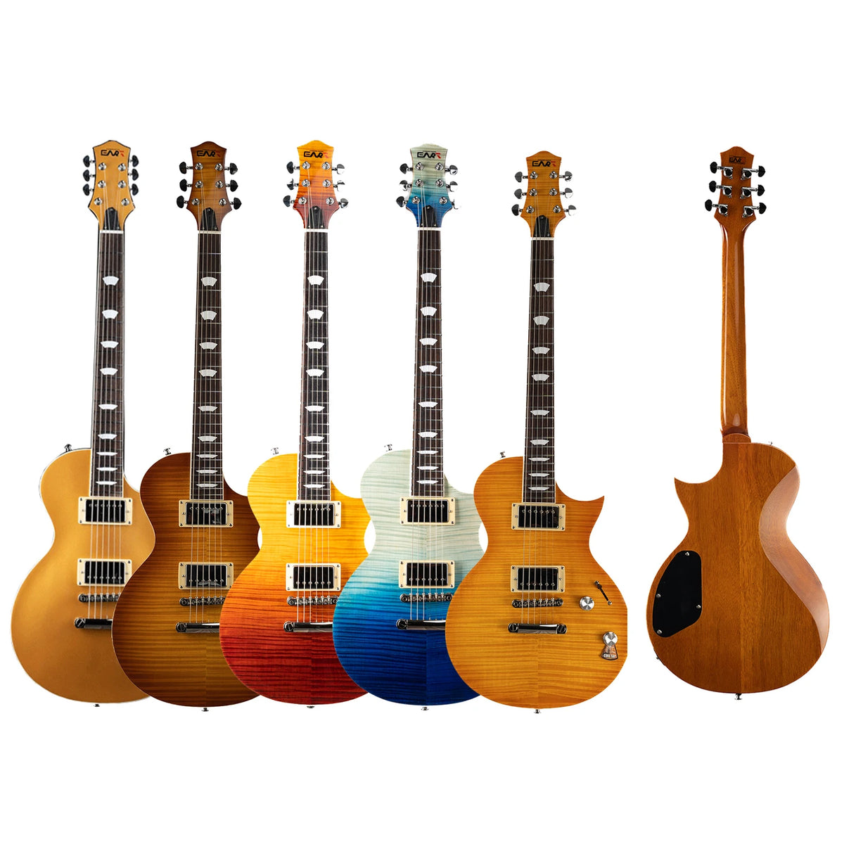 Guitarras Eart EGLP-620 Sintonizadores de bloqueo superior de arce flameado Pastillas divididas en bobina Guitarra eléctrica