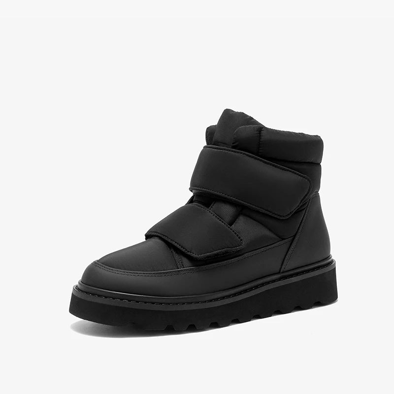 BEAUTODAY botines de mujer de tela con punta redonda plataforma de Color sólido gancho y bucle antideslizante botas de nieve de invierno hechas a mano 08064