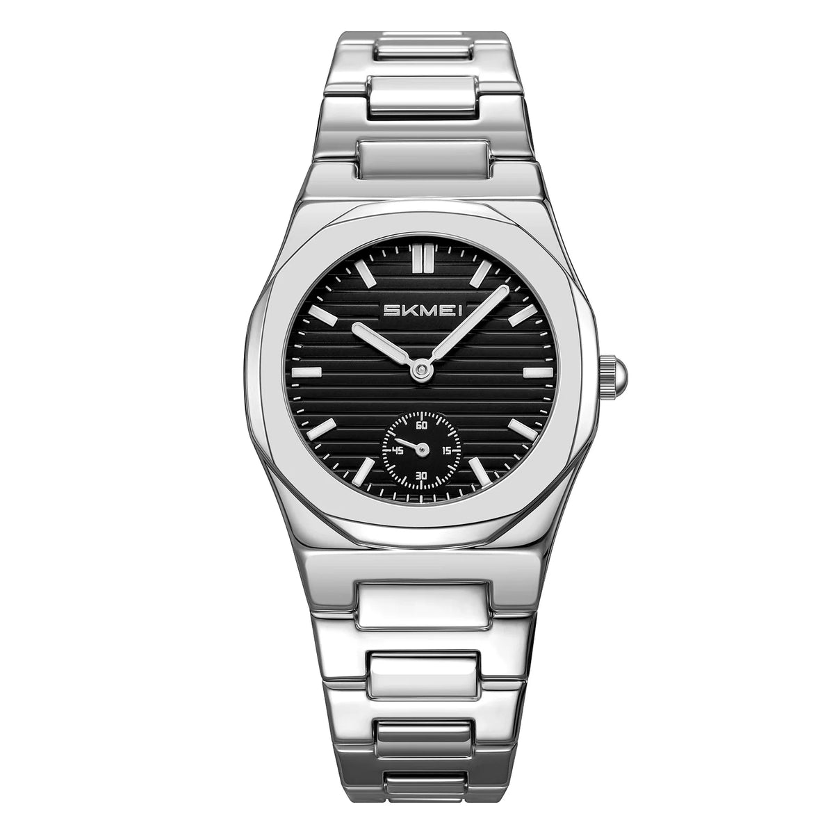 Reloj de cuarzo para mujer SKMEI con caja octogonal, brazalete de aleación de zinc, esfera de rayas horizontales, pequeño, resistente al agua, estilo ejecutivo 2681