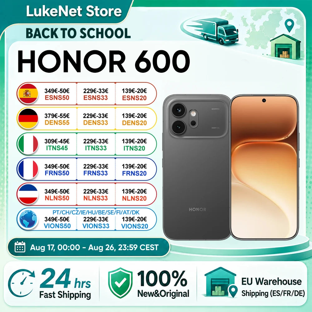 Smartphone HONOR 600 5G Versión UE, cámara ultra nocturna con IA de 200 MP, 6400 mAh, Snapdragon 7 Gen4, botón IA, AMOLED de 6,57", supercarga de 80 W