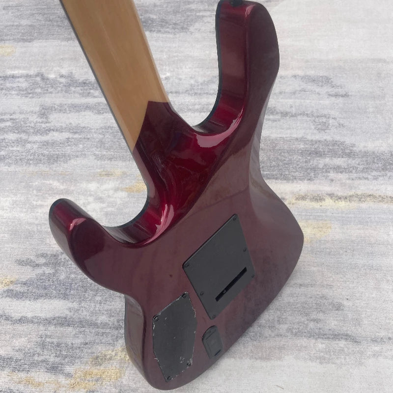Guitarra Eléctrica STSS de Alta Calidad con Acabado Rojo Metálico, Doble Pastilla, Doble Bloqueo de Trémolo, Guitarra de Rock Metálica, Entrega Incluida
