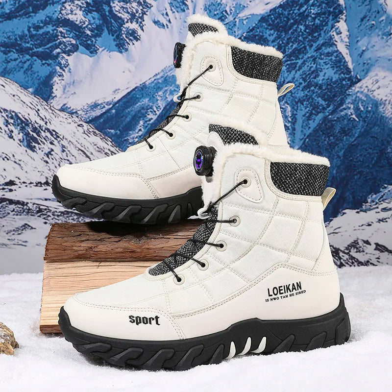 2025 Botas de nieve cómodas y gruesas con forro polar para hombre, zapatos cálidos y versátiles para exteriores, nuevo estilo de invierno, a la moda