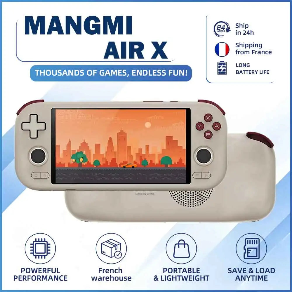 MANGMI AIR X Consola de Juegos Portátil Android, Pantalla Táctil IPS de 5.5 Pulgadas, Snapdragon 662, Giroscopio de 6 Ejes, Refrigeración Activa por Ventilador, Emulador Retro Portátil para Transmisión de Juegos de PSP y