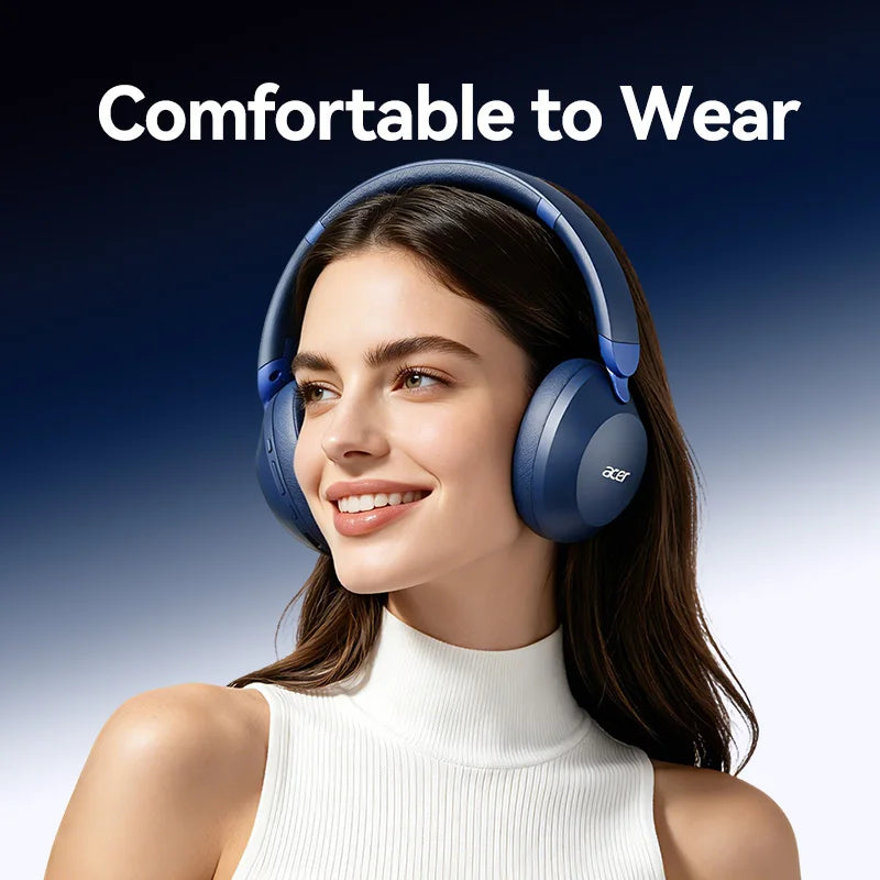 Acer Ohr653 Over-Ear Bluetooth Wireless Headphones with 6.0 Chip, Full-Coverage Ear Design, Foldable, Deep Bass, Noise Reduction for Calls, 50 Hours of Ultra-Long Battery Life, Dedicated Headphones for Gaming and Music