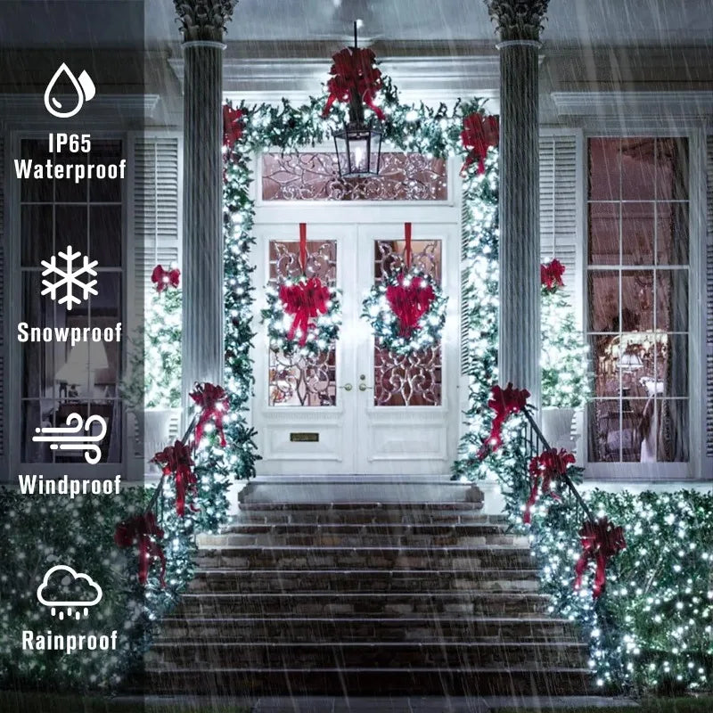 1/2 unidades de guirnalda de luces solares de 100 LED, impermeables, con 8 modos de iluminación, para decoración de patios, jardines, árboles, fiestas, Navidad y Halloween