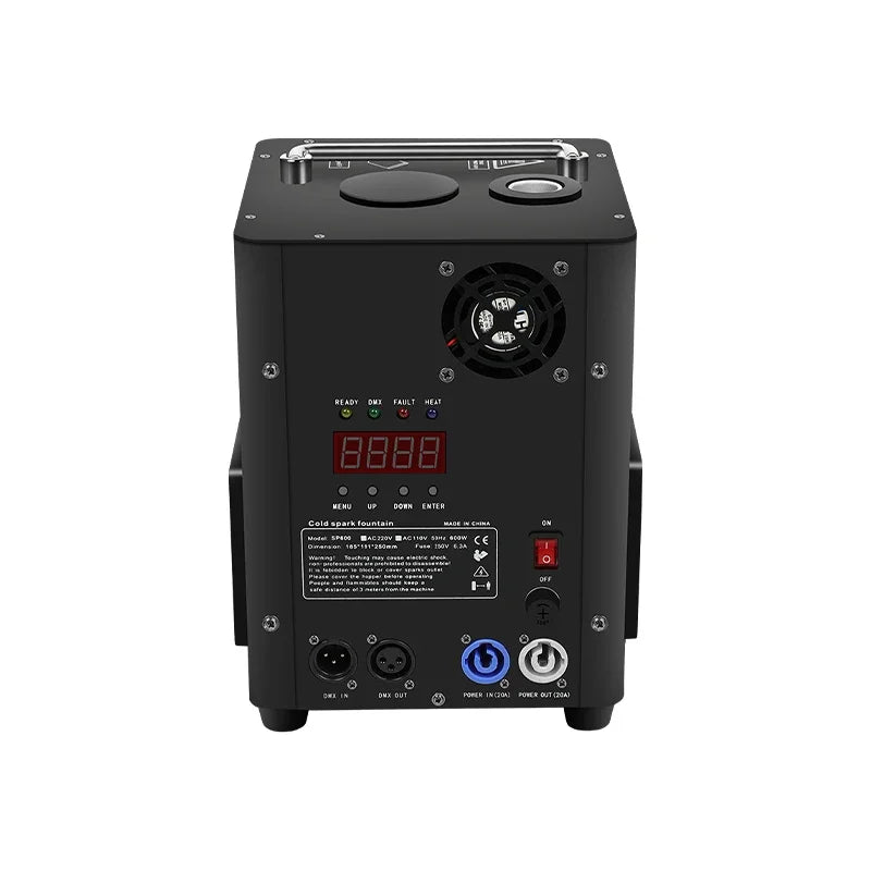 Máquina de chispas frías de 450W 600W con control remoto DMX, accesorio de fuegos artificiales para efectos escénicos en DJ, discotecas, conciertos, bodas, fiestas, clubes, espectáculos y eventos.