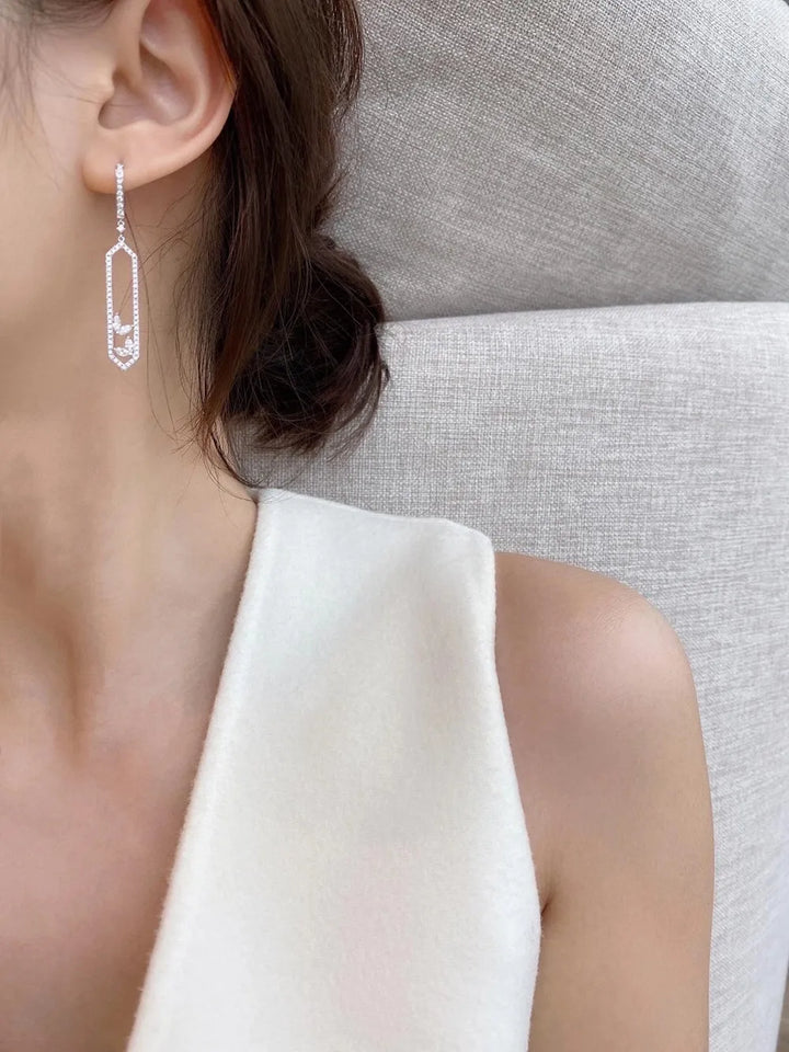 UBESTNICE Real 18K oro blanco sólido AU750 joyería diamantes naturales 1,16 quilates pendientes colgantes de mariposa de amor para mujer regalo de fiesta