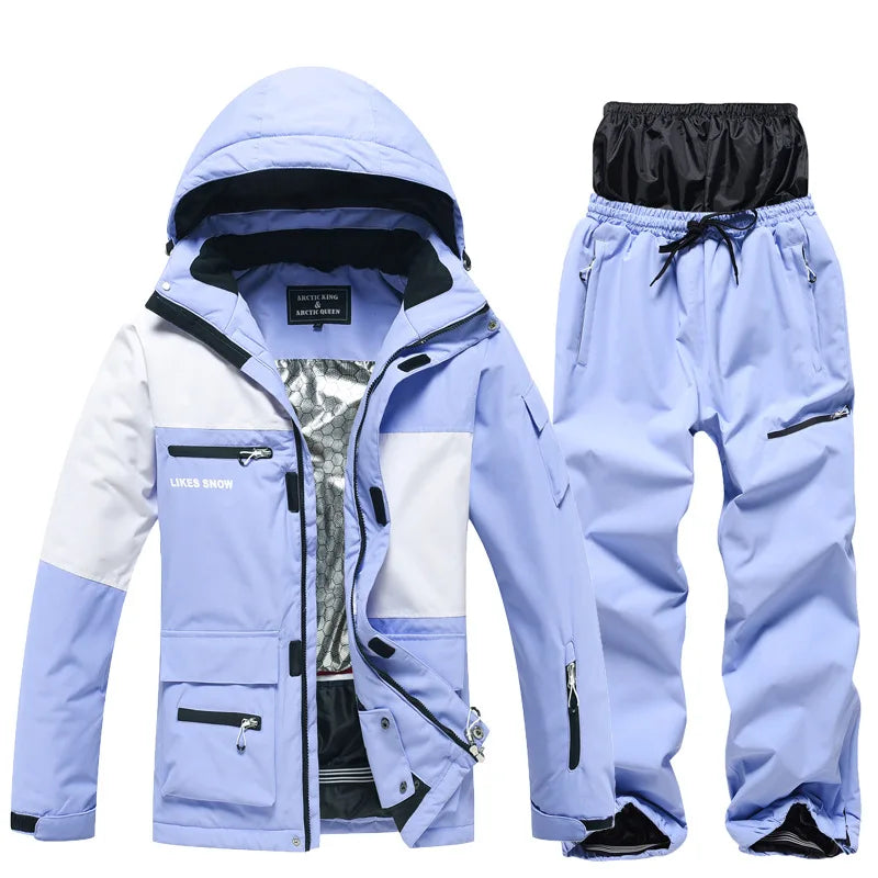 Monos de esquí y Snowboard para hombres y mujeres, traje de esquí térmico impermeable a prueba de viento, conjunto de chaqueta y pantalones de montaña, nuevo, Invierno