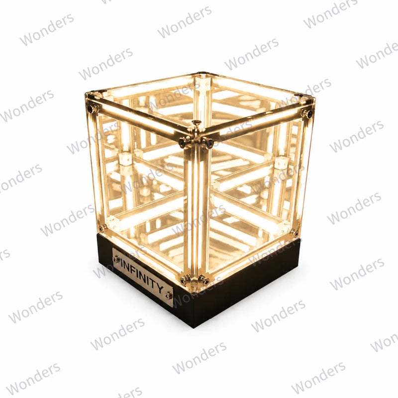 Caja LED hipercubo, decoración DIY, lámpara de mesa inalámbrica, vitrina para figuras, espejo infinito, caja 4D, adorno de túnel abismal