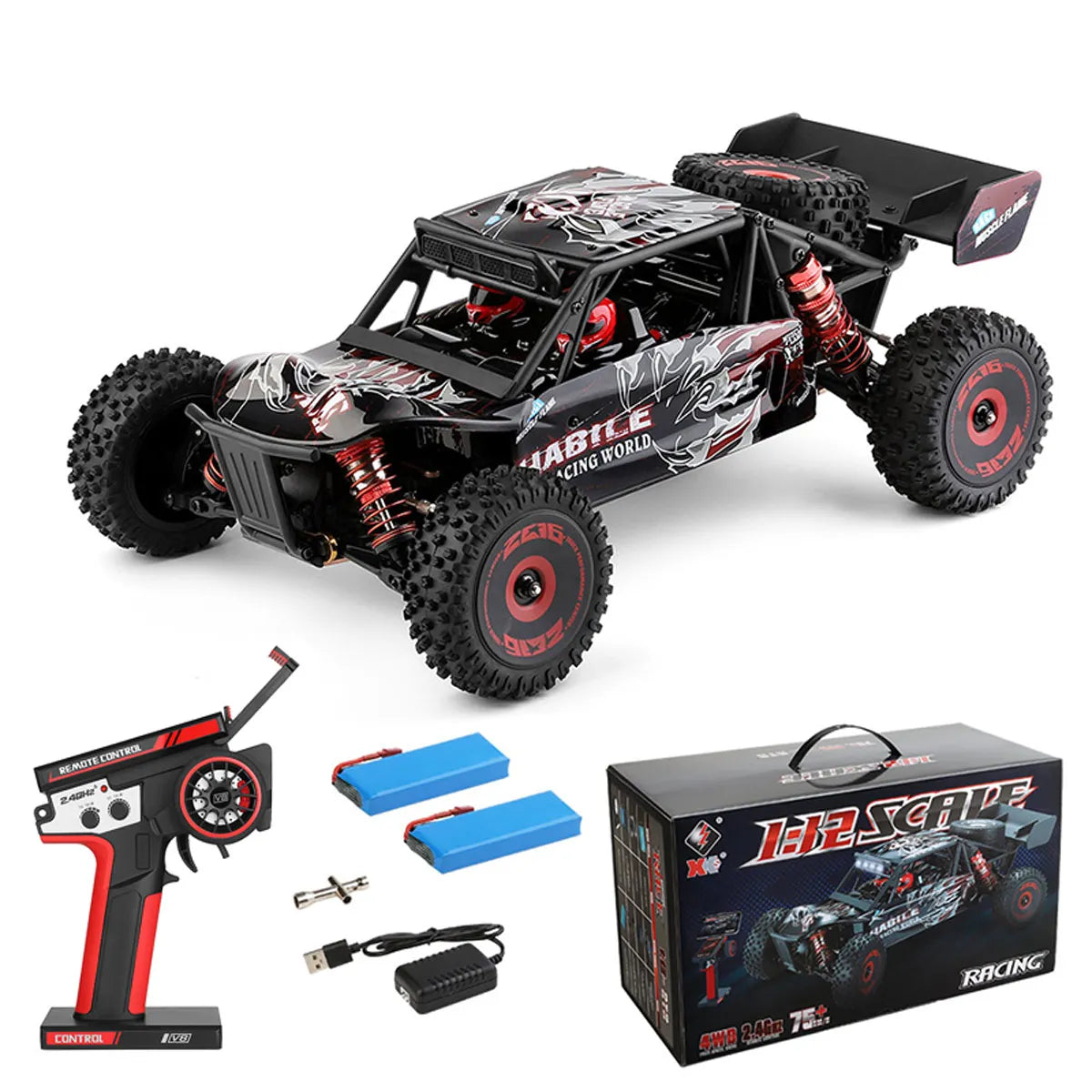 WLtoys 124016 124017 Coche RC de Alta Velocidad 75km/h, Camioneta Eléctrica 4x4 Todoterreno con Control Remoto, Vehículo de Carreras para Derrapes y Escalada, Juguetes