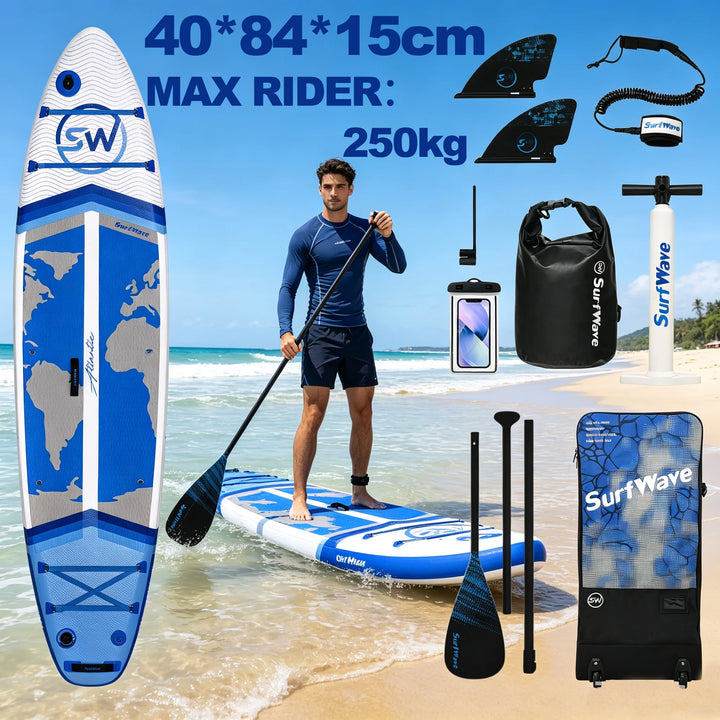 Tabla de Paddle Inflable Ultraligera Rayocon 340*84*15cm, Material de PVC, Tabla de Paddle Inflable para Deportes Acuáticos, Yoga, Pesca, Viajes, Surf, Tabla de Paddle Antideslizante