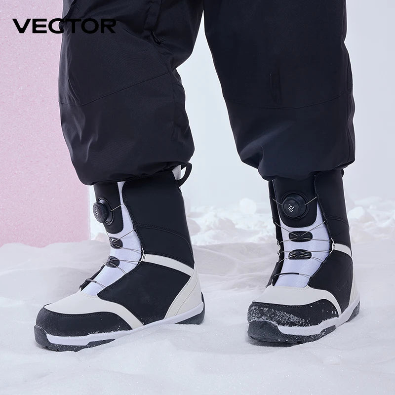 VECTOR Zapatos de Esquí Profesionales para Hombre y Mujer, Botas de Snowboard Cálidas e Impermeables, Botas de Nieve Transpirables de Cuero Antideslizantes