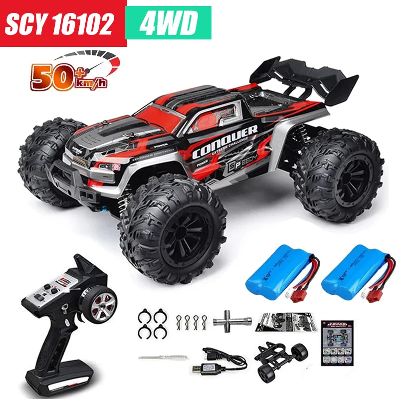 Coche RC MJX VS SCY 16101 16102 PRO 4WD 70 km/h 1/16 de alta velocidad, vehículo de control remoto todoterreno tipo monster, crawler eléctrico