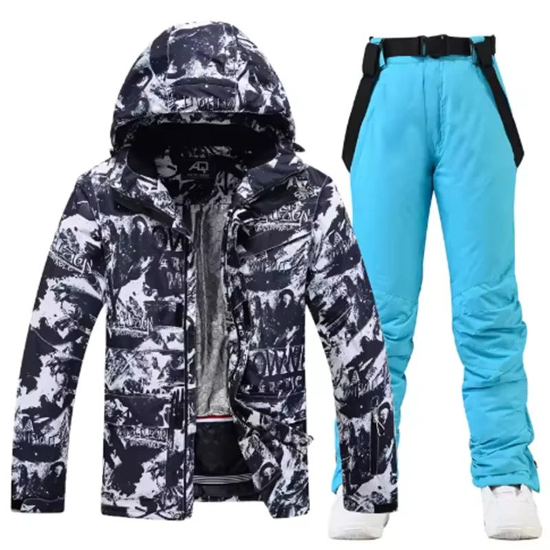 Traje de esquí colorido y cálido para hombre, ropa de snowboard, chaquetas de invierno, pantalones para hombre, ropa impermeable, disfraces de nieve,-30
