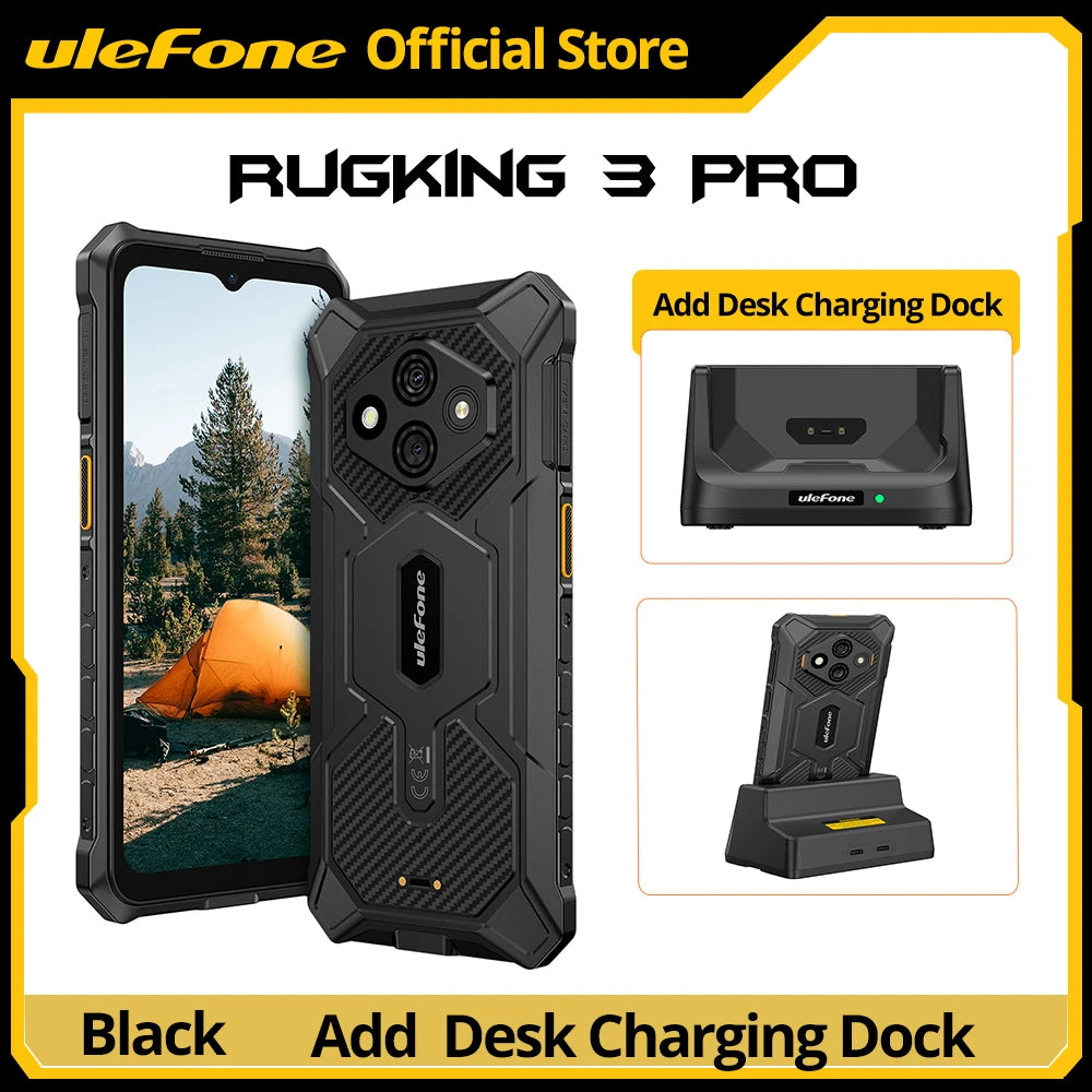 【Estreno mundial】Teléfono resistente Ulefone RugKing 3 Pro, 6.56", 120Hz, 5700mAh, Android 15, hasta 16GB RAM, 128GB ROM, NFC, 4G, global