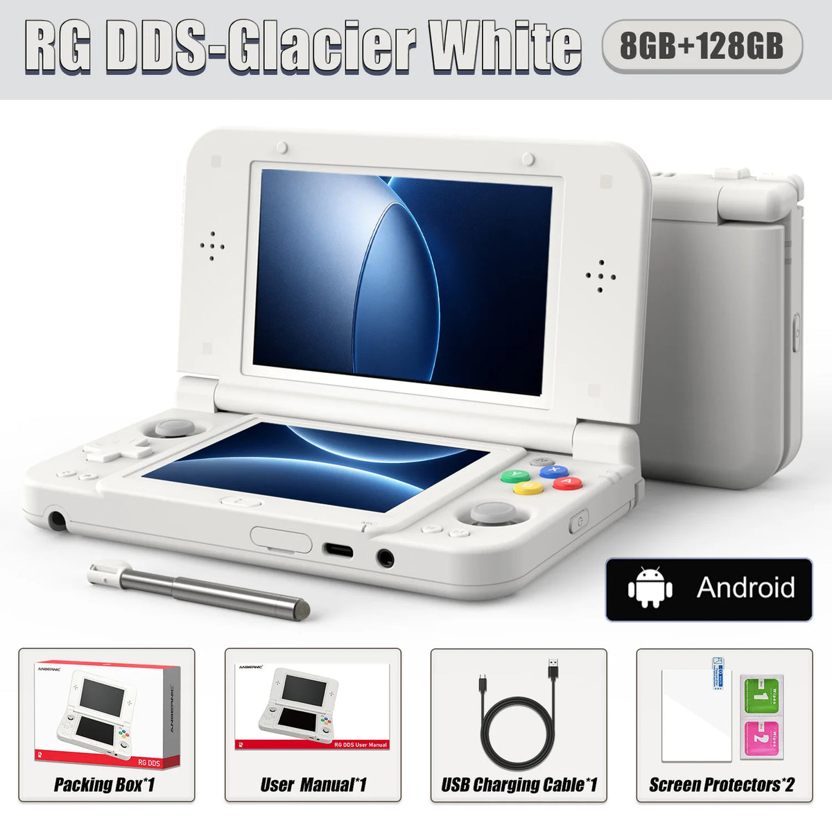 Consola de Juegos Portátil Plegable Anbernic RG DDS con Pantalla Doble, Android 16, CPU Qualcomm Snapdragon G2, Reproductor de Videojuegos RGDDS