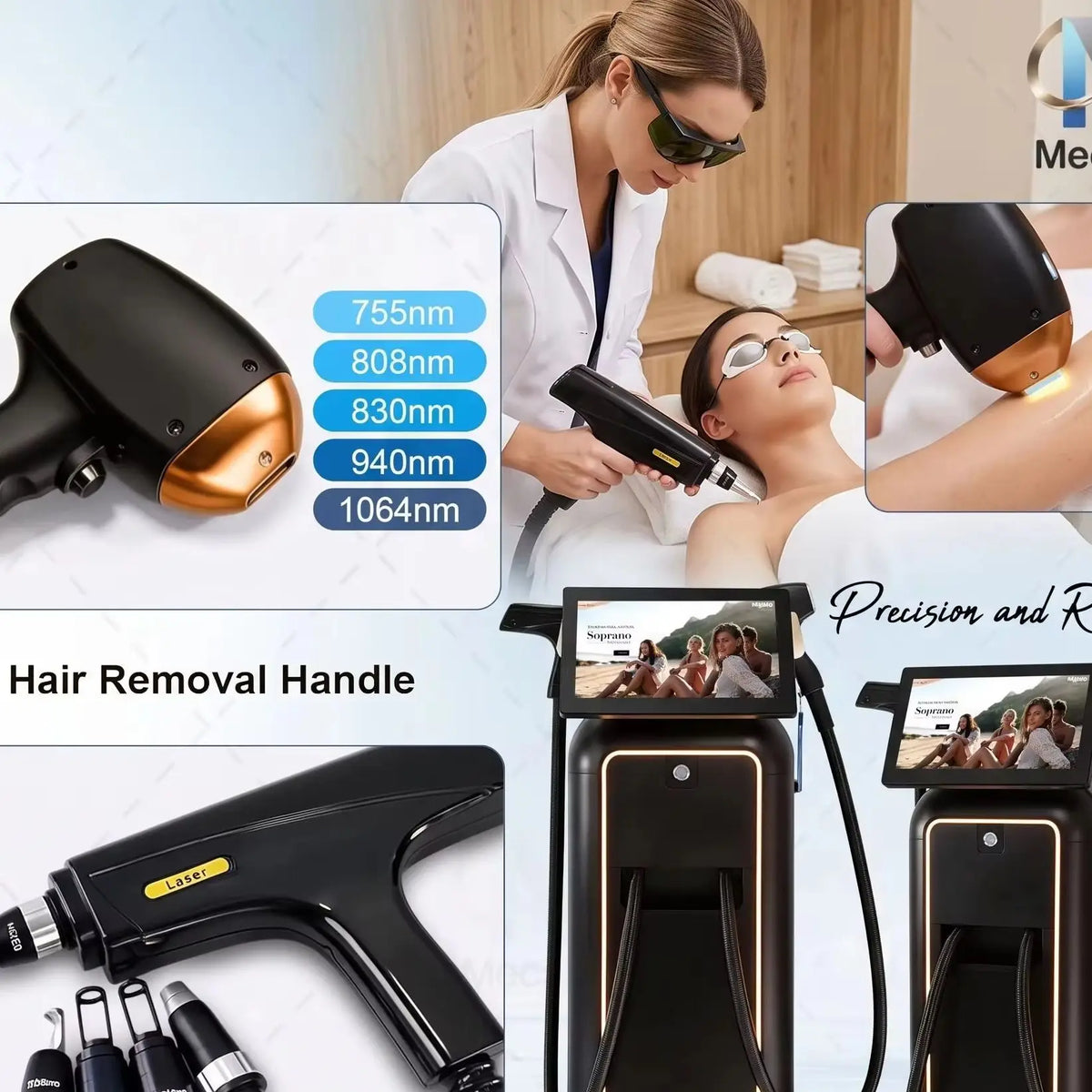 Máquina Láser Pico Nd Yag Multifuncional 2 en 1 para Depilación y Eliminación de Tatuajes, Equipo de Belleza de 1600W 1000W de Potencia