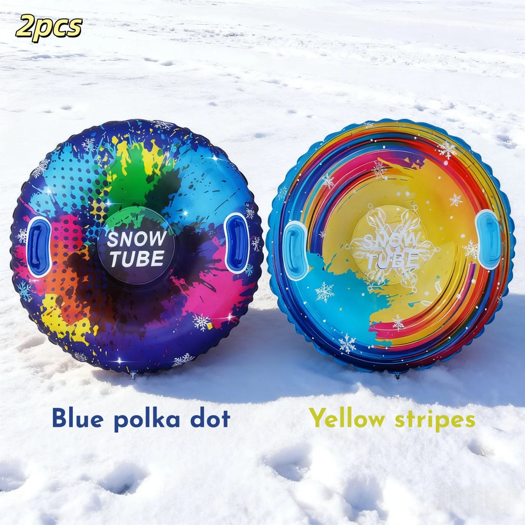 2 unidades de trineo de nieve inflable de PVC plegable iridiscente, tubo de esquí resistente, tobogán de invierno para exteriores, equipo familiar para esquiar en la nieve.
