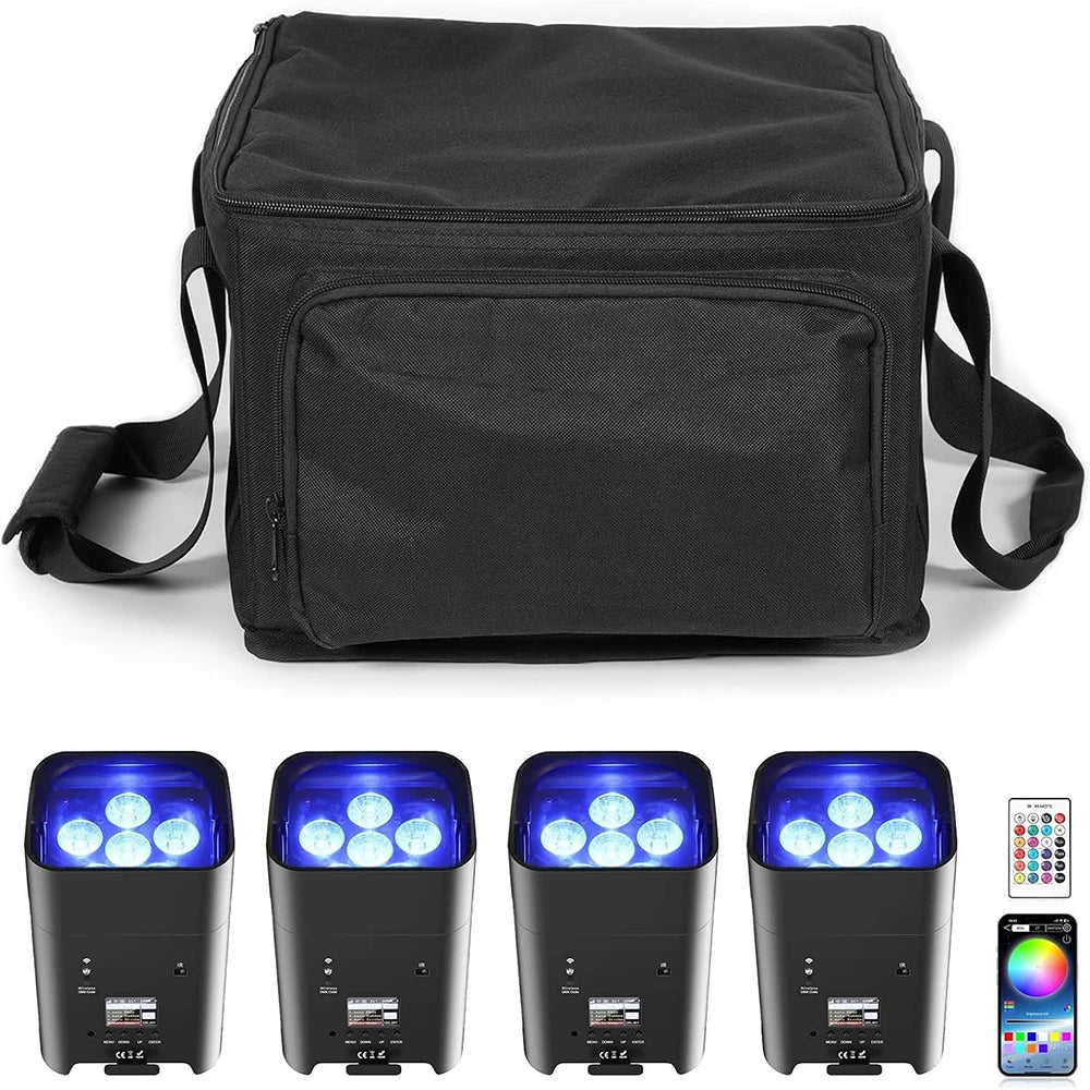1/4 piezas de luz par LED inalámbrica con control remoto, RGBAW+UV, 6x18W, 6 en 1, portátil para discoteca, KTV, bar, luces de Navidad, lámpara de escenario