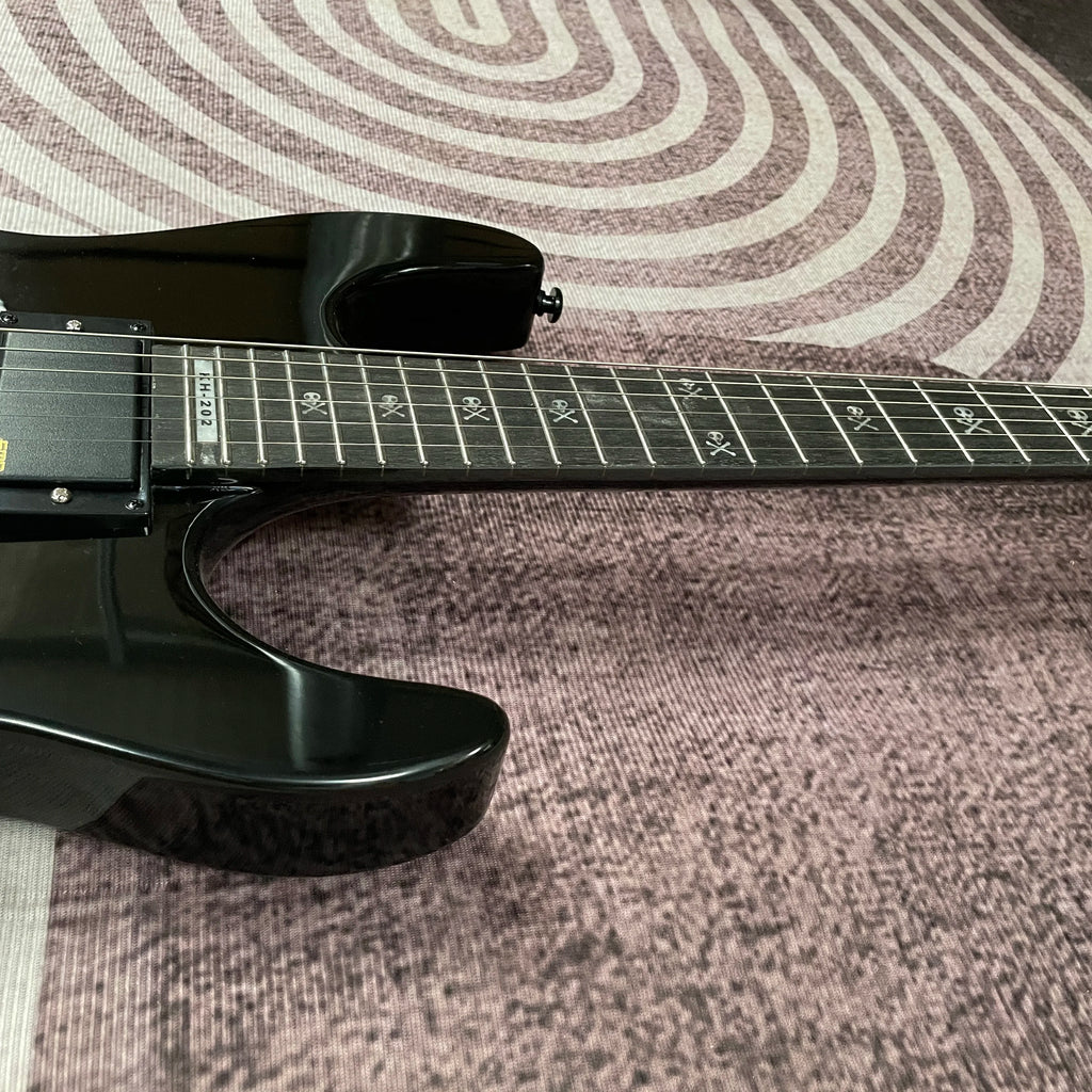 Guitarra Eléctrica Negra KH202 de 24 Trastes, Pastilla Pasiva, Personalizada de 6 Cuerdas con Floyd, Envío Rápido
