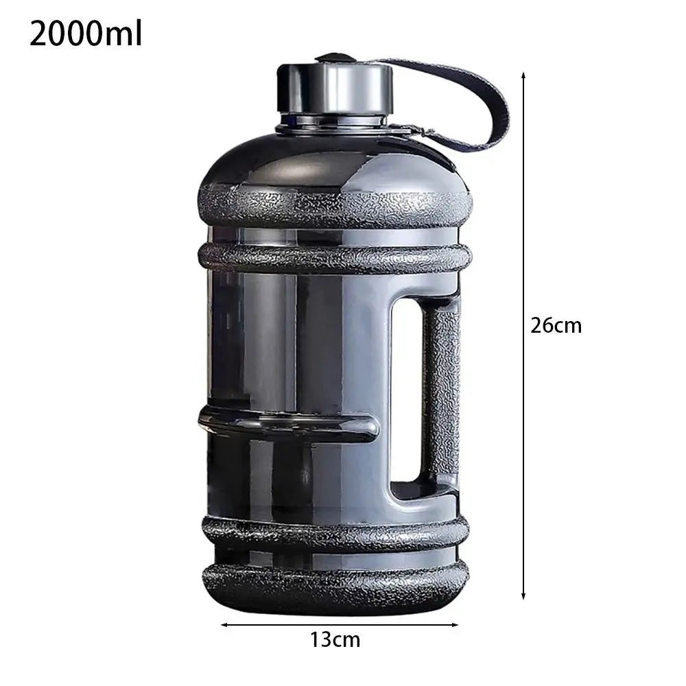Botella de agua de gran capacidad PETG de 2L, botella de bebida para entrenamiento deportivo, botella agitadora con asa, botella de galón para gimnasio al aire libre