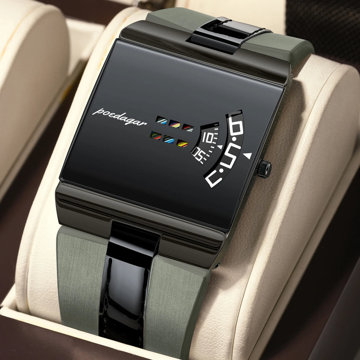 Reloj de cuarzo para hombre POEDAGAR, único y de alta calidad, resistente al agua, estilo casual, deportivo y militar, con correa de piel, incluye caja
