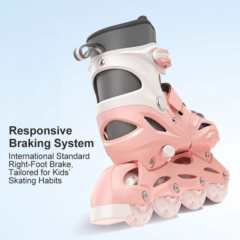 Patines en Línea Ajustables para Niños y Niñas con Ruedas LED Intermitentes, Patines de Ruedas para Principiantes con Freno Seguro, Zapatos de Entrenamiento para Exteriores, Regalo