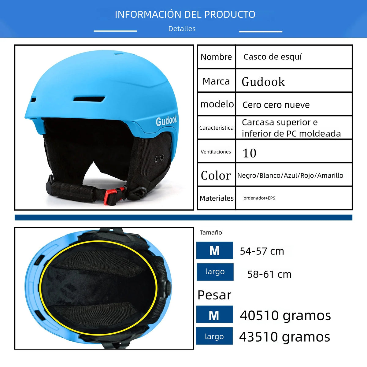 Casco de esquí - Casco de snowboard para adultos y jóvenes - Casco de nieve con carcasa de PC y espuma EPS, casco deportivo para nieve Casco de snowboard
