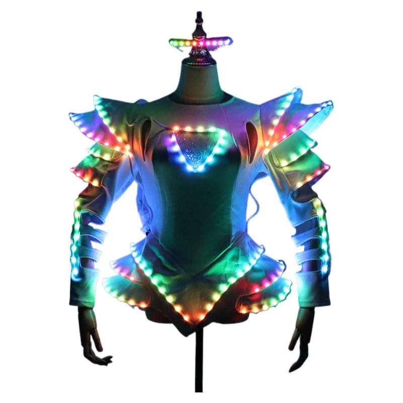 Traje luminoso LED a todo Color para mujer, ropa brillante, vestido tutú de Ballet LED para faldas de baile, fiesta de boda