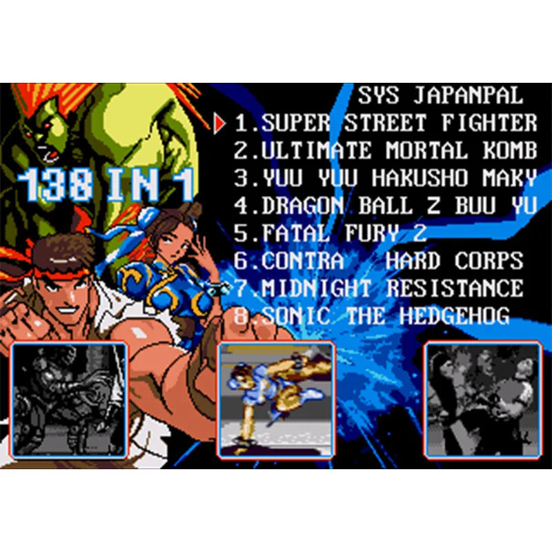138 In 1 Retro Game Console MD Cartridge For GENESIS MegaDrive 16 Bit Game Cartridge