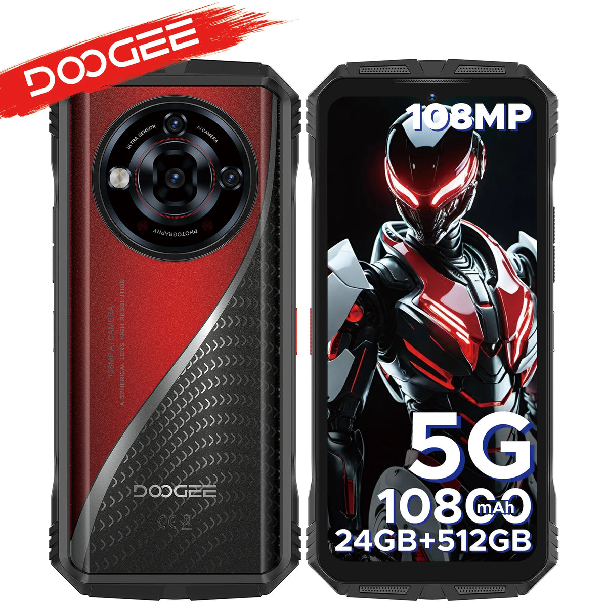 Teléfono robusto DOOGEE S118 Pro 5G FHD 120Hz, Dimensity, 24 GB de RAM, 512 GB de ROM, batería de 10800 mAh, teléfono móvil