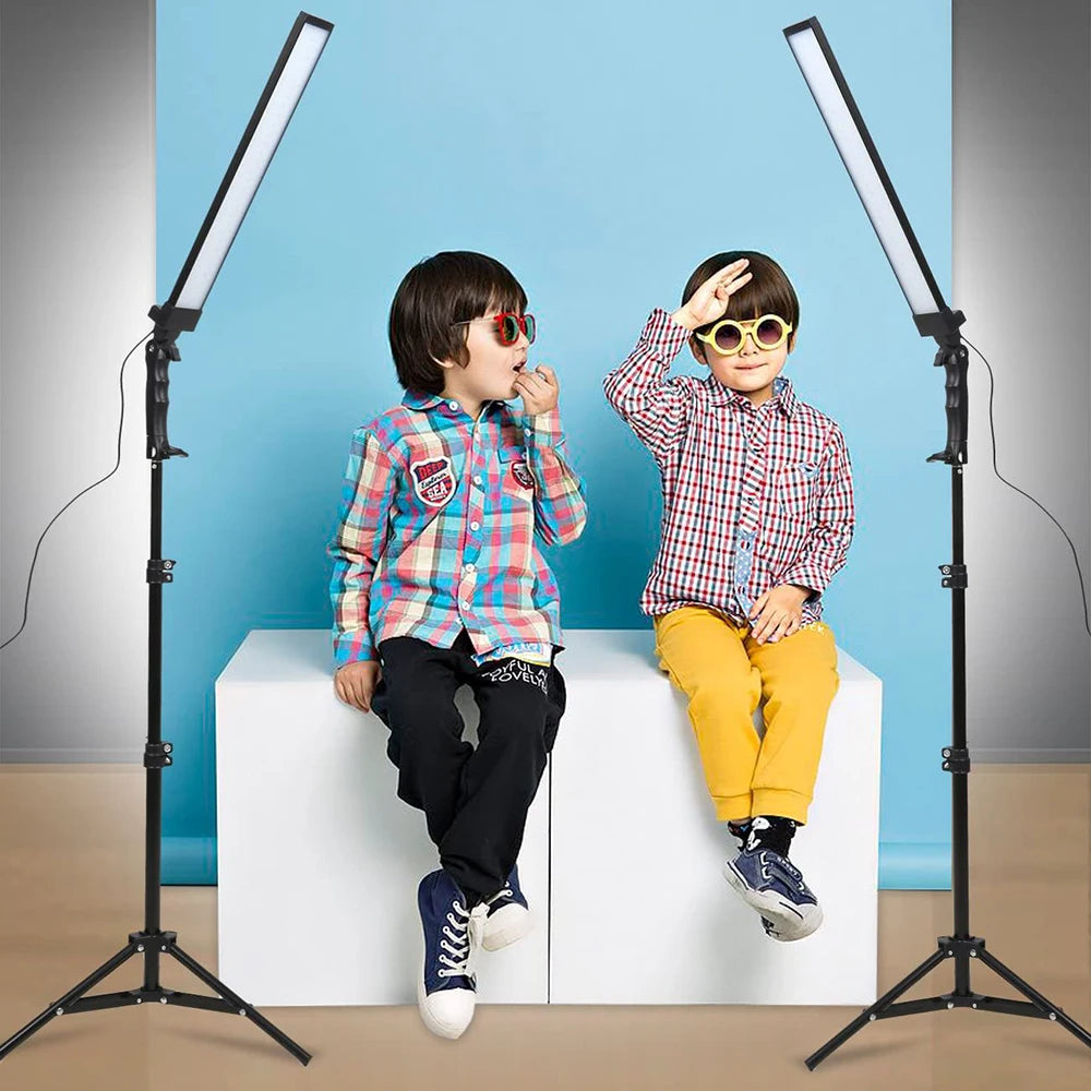 Panel de luz LED para estudio fotográfico, lámpara de relleno de vídeo de 3200-5600K, iluminación de fotografía con trípode para transmisión en vivo, Youtube, Tiktok, Volg