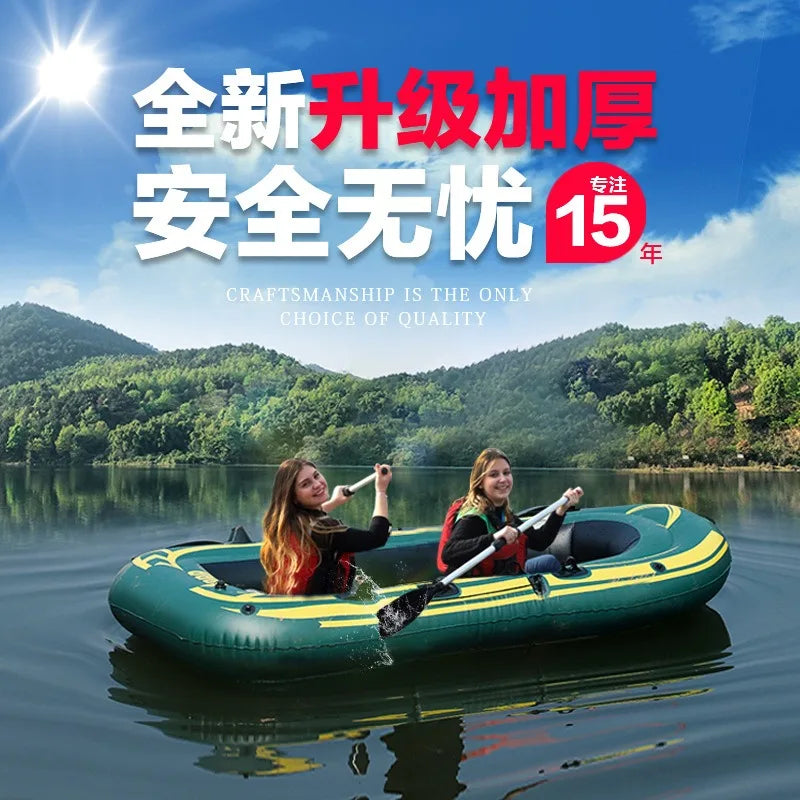 Bote de Pesca Inflable Resistente, Kayak Plegable de PVC Portátil con Remos de Aluminio y Bomba de Aire para Lago o Río