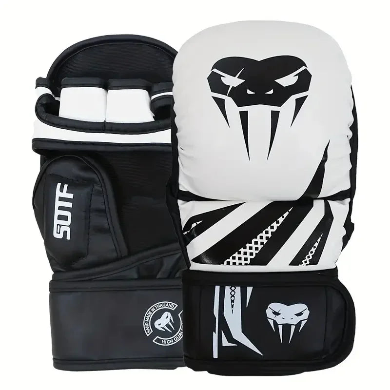 Guantes de boxeo profesionales MMA de medio dedo, guantes de entrenamiento de artes marciales mixtas de lucha libre Sanda engrosados