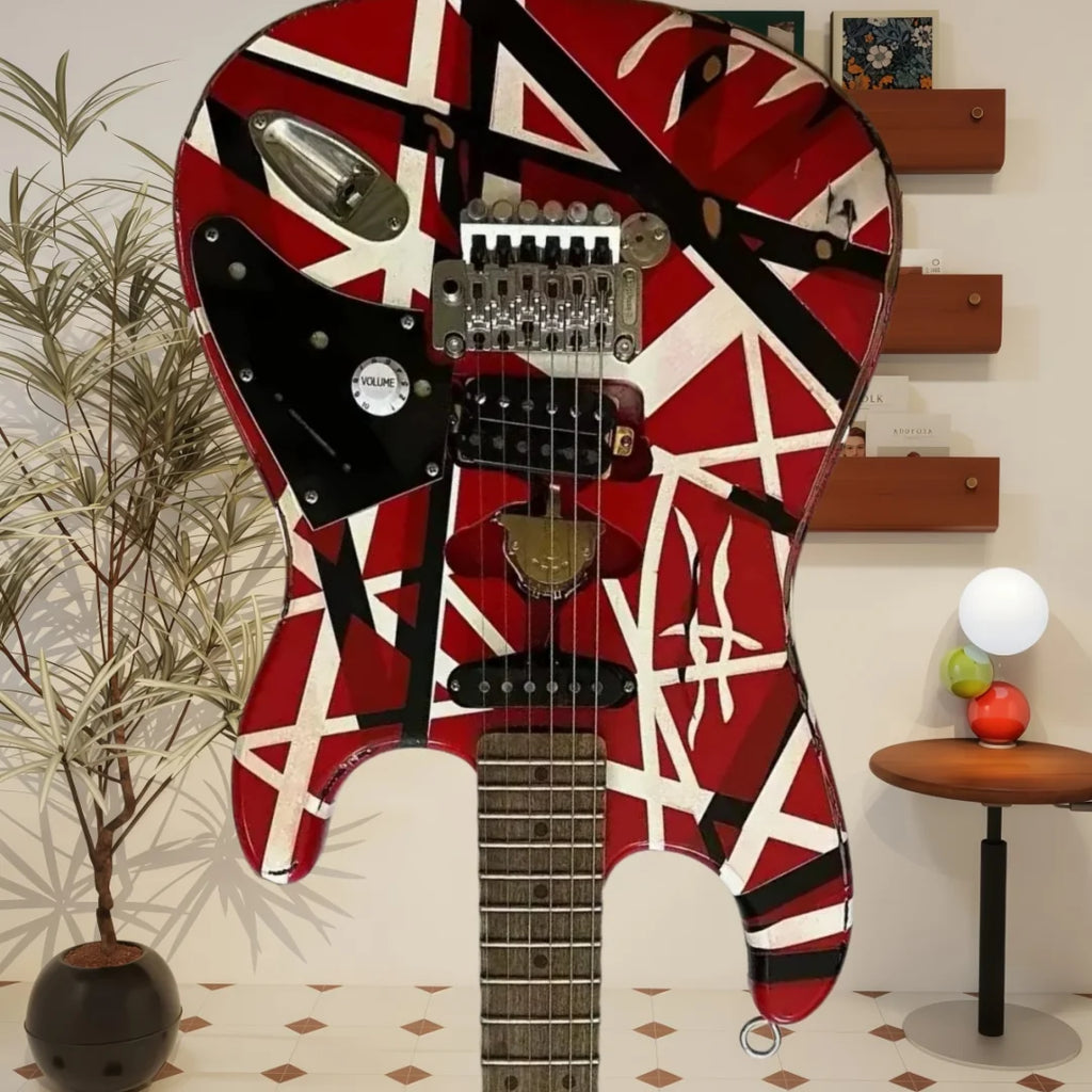 Guitarra alemana de envío inmediato, color rojo intenso, con mástil de arce de estilo retro, puente ajustable y pastillas SH. Un regalo práctico para aprender música.