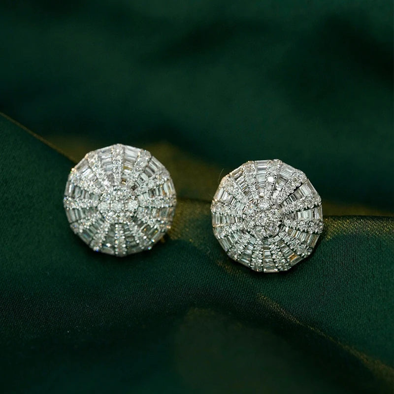 Aazuo joyería de moda 18K oro blanco diamantes naturales 1,48ct pendientes redondos de lujo para bebé niña amiga regalo fino Au750