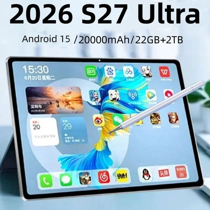 Tablet PC 2026 Último Modelo Global con Android 15, Snapdragon 8 Gen3, Pantalla de 11 Pulgadas con Luz Suave, S27 Ultra, WiFi, GPS, WPS, 5G
