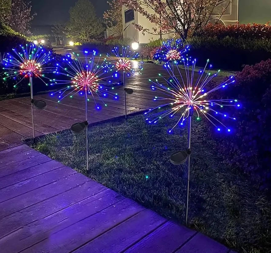 Luz LED Solar de fuegos artificiales, alambre de cobre, luces navideñas, camino de césped, decoración de jardín, 1 Uds.