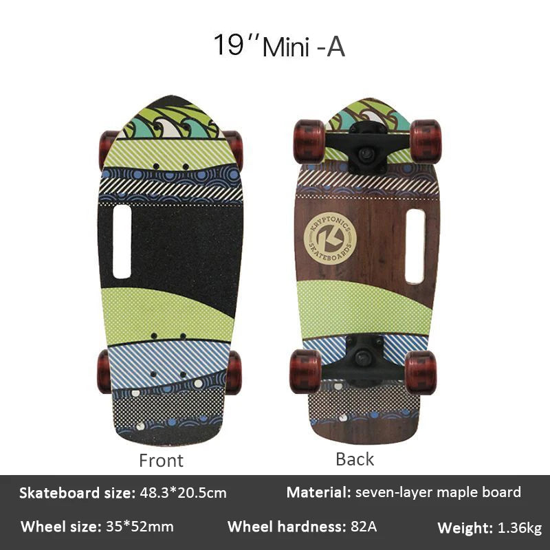 Mini Patineta Portátil de 19 Pulgadas, Patineta Completa de Madera de Arce, Patineta de Alta Velocidad para Niños, Adultos, Principiantes y Perros