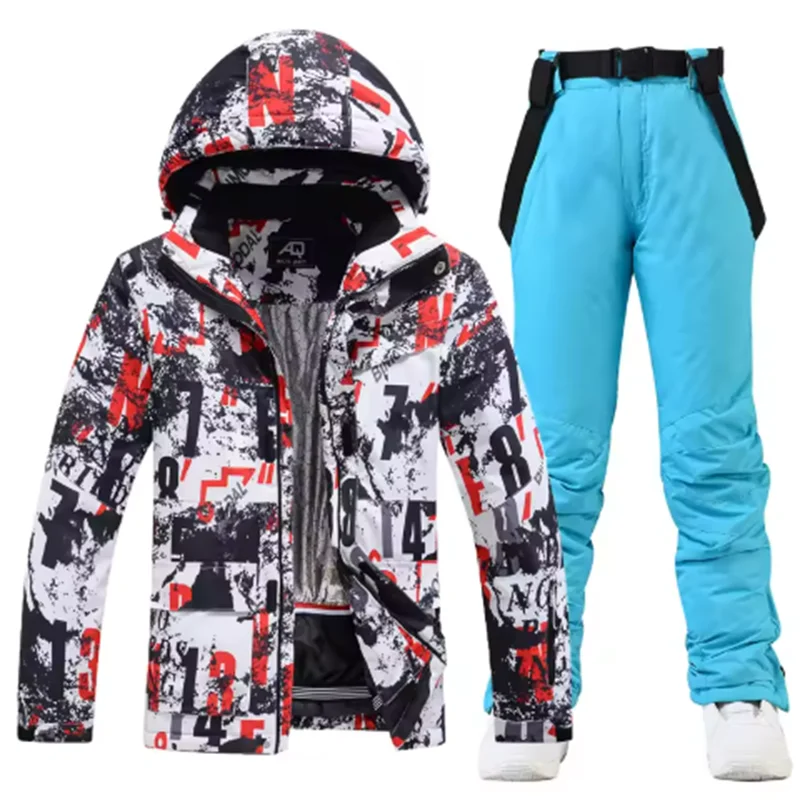 Traje de esquí colorido y cálido para hombre, ropa de snowboard, chaquetas de invierno, pantalones para hombre, ropa impermeable, disfraces de nieve,-30