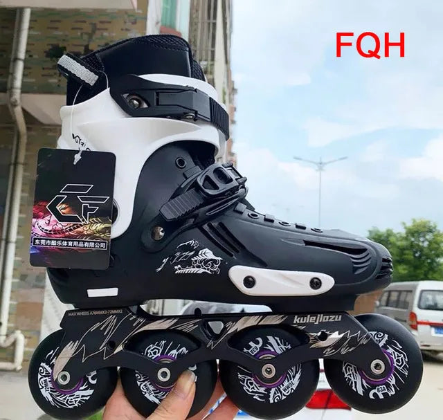 Patines en línea originales de PU para adultos y niños, 4 ruedas, Patines de marco plano para Slalom, deslizamiento, FSK, patinaje de carretera