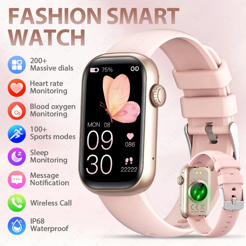 For Android IOS Smart Bracelet Women Smartwatch Men Heart Rate Blood Oxygen Waterproof Sport Smart Band Watch For Ladies 2026