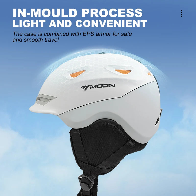 MOON-casco de esquí para adultos, casco de Snowboard para exteriores para adultos jóvenes, Carcasa de ABS y espuma EPS, orificios de ventilación ajustables, gafas compatibles