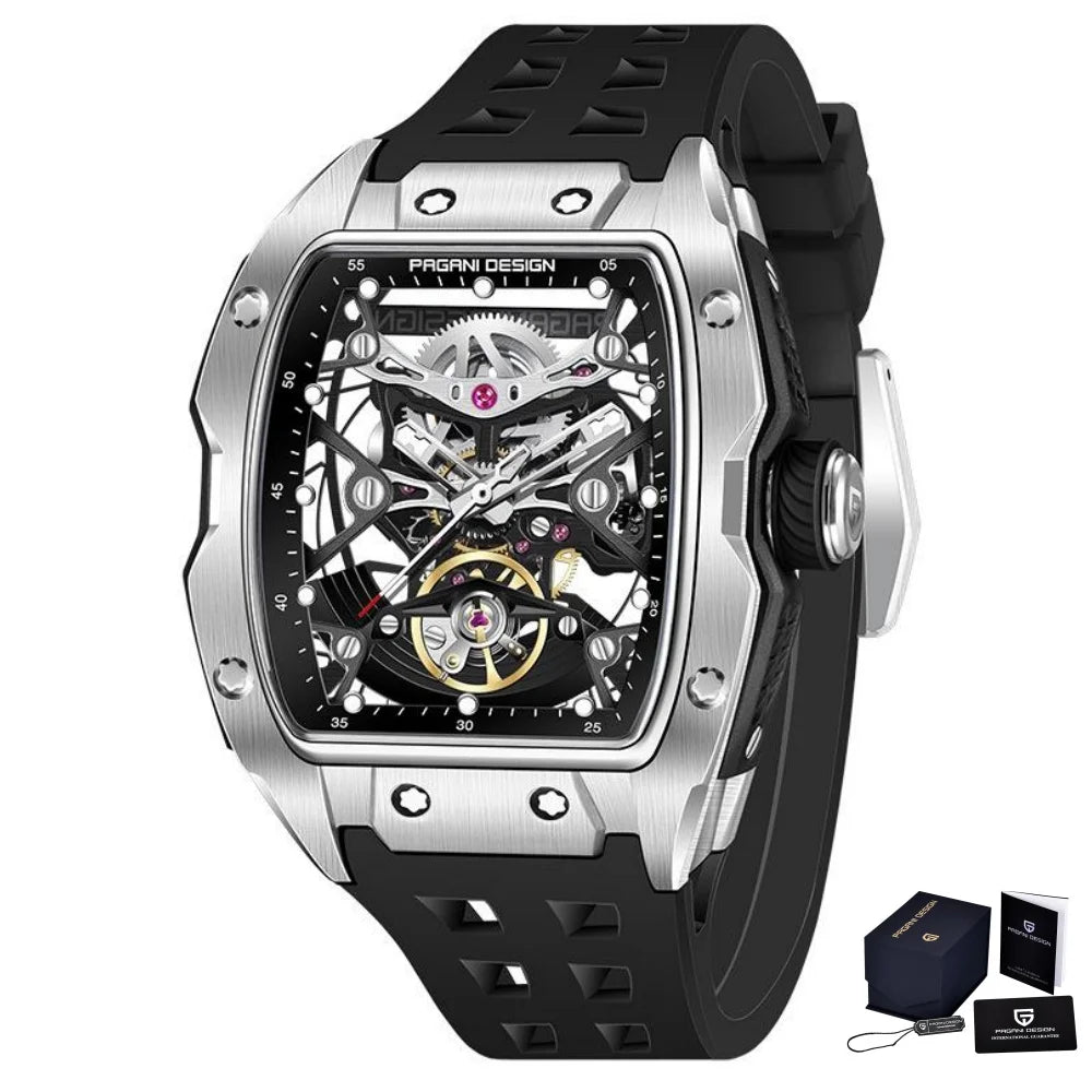 Reloj mecánico para hombre PAGANI DESIGN de 42 mm con esfera esqueletada, reloj automático de lujo con cristal de zafiro y resistente al agua hasta 50 m para hombre